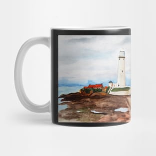 St. Mary's Lighthouse Watercolor Painting Mug